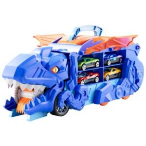 Blue Dinosaur Swallowing Track Car Toy